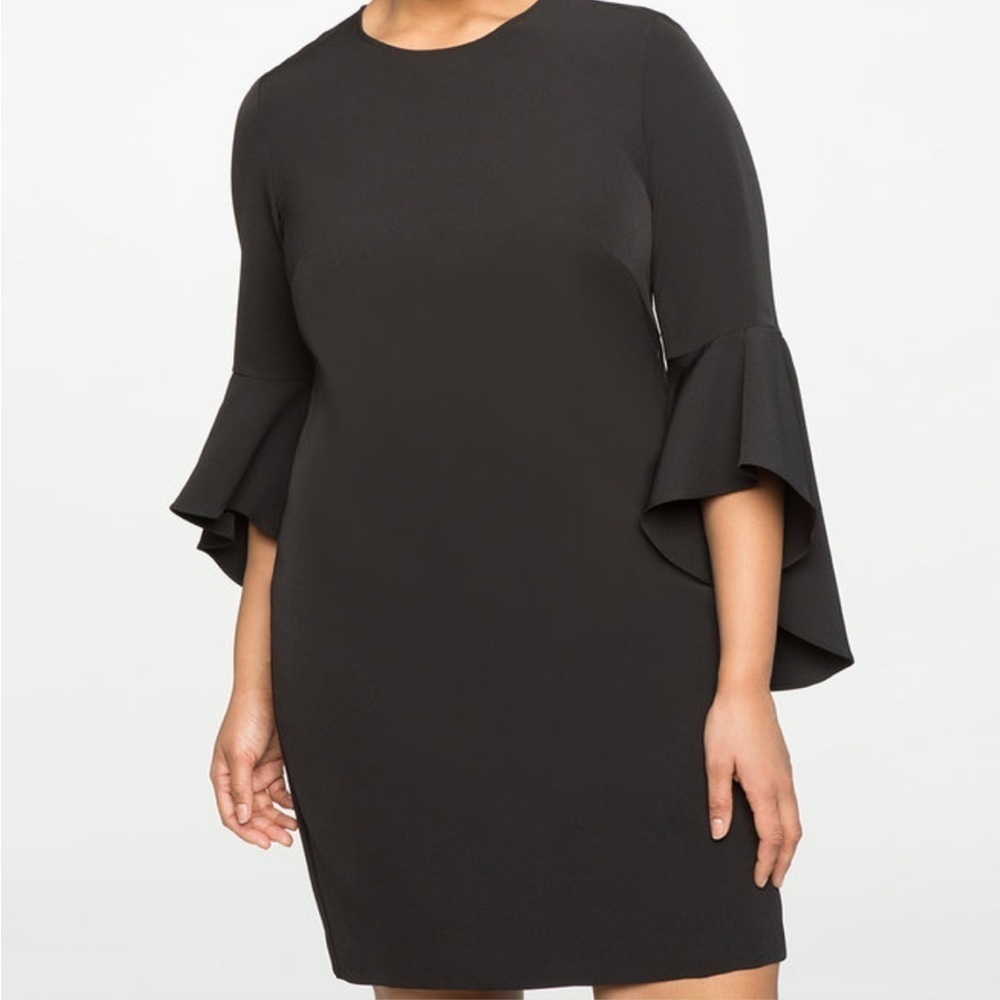 Eloquii Bell Flounce Sleeve Shift Dress